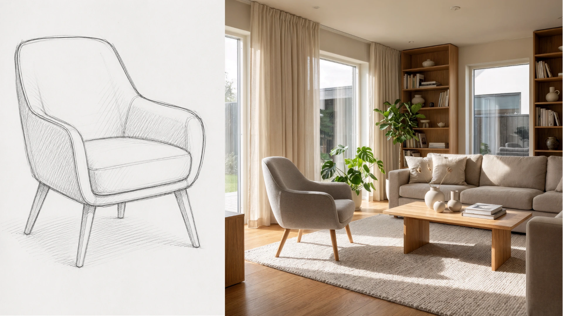 Chair sketch to interior