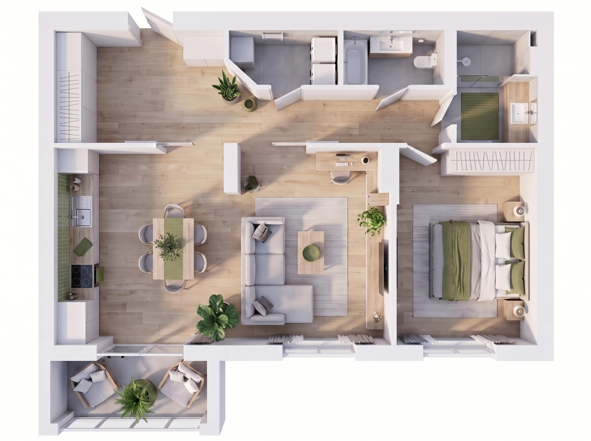 3D top view of floor plan